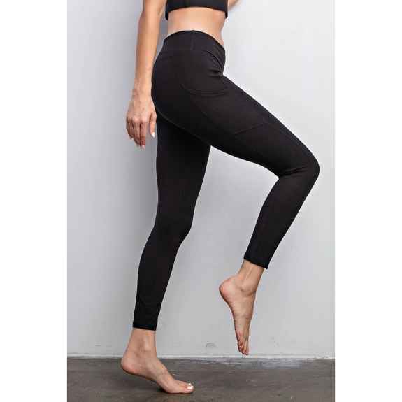 Full Length Black Pocket Leggings-6031 - Posh West Boutique