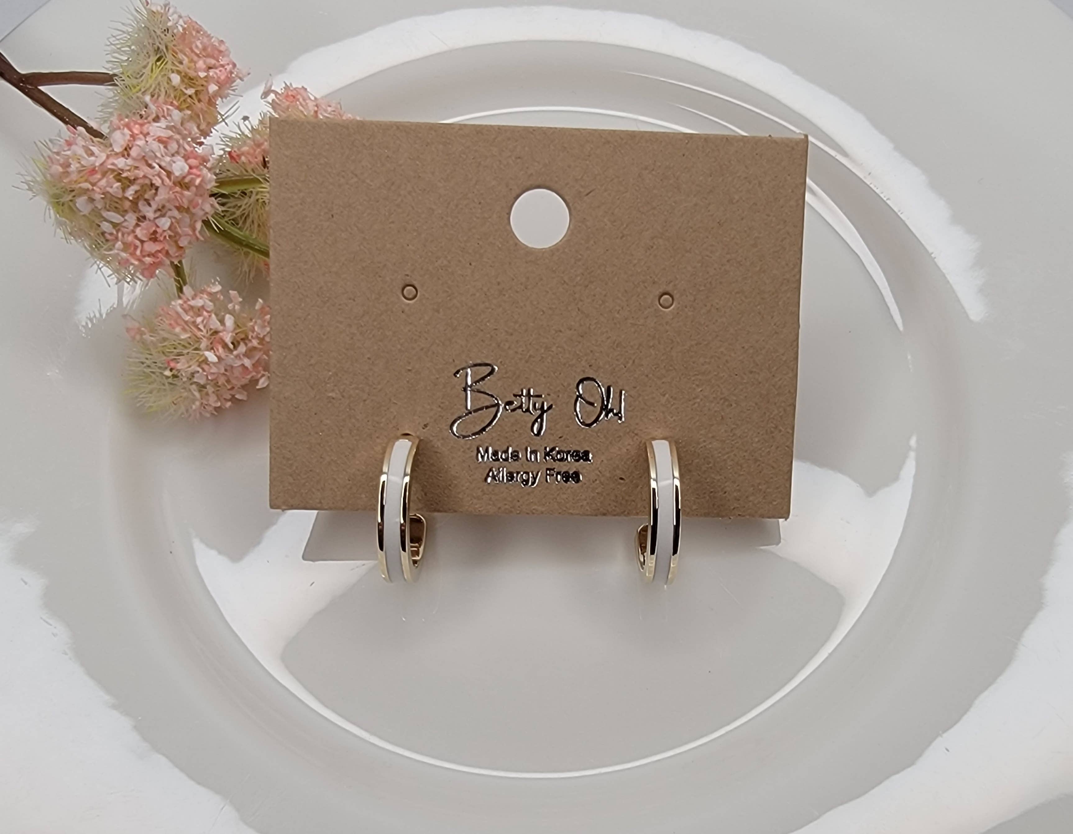 Gold Small Hoop Earrings with Enamel Painting - Posh West Boutique