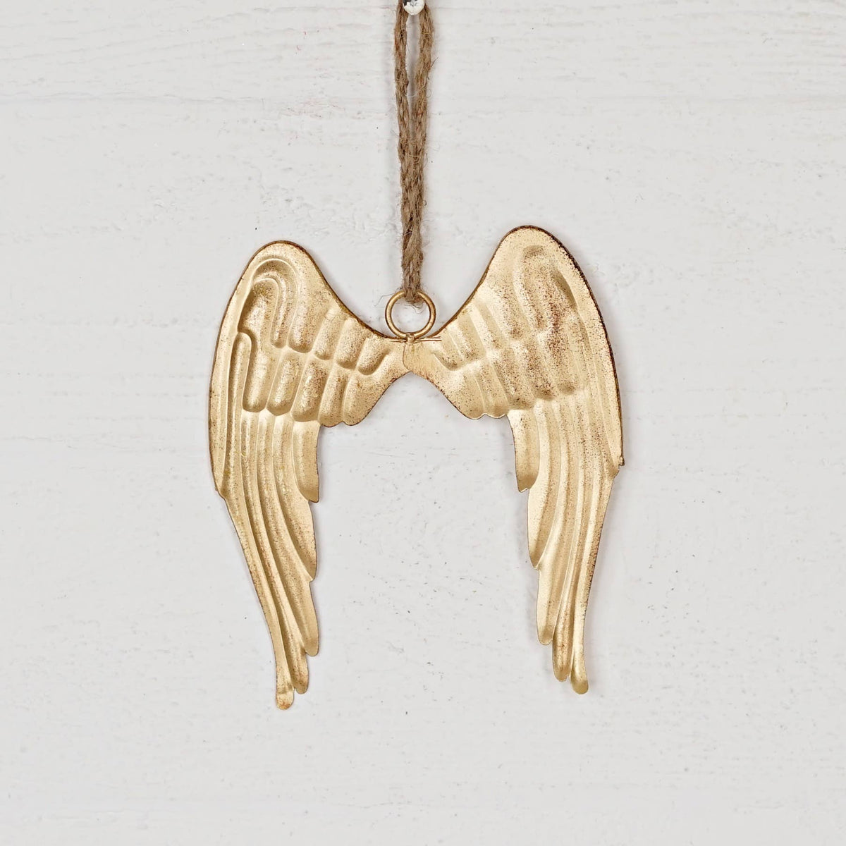 Distressed Metal Angel Wing w/ Jute Loop