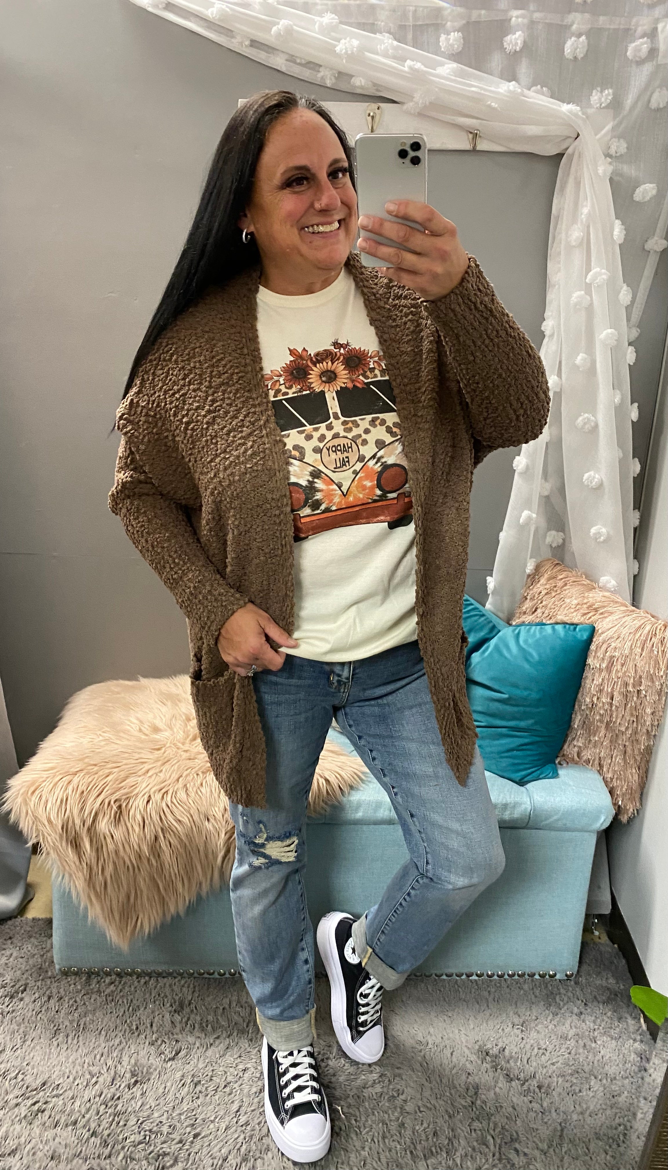 Hello Fall Leopard Floral Bus T-Shirt - Posh West Boutique