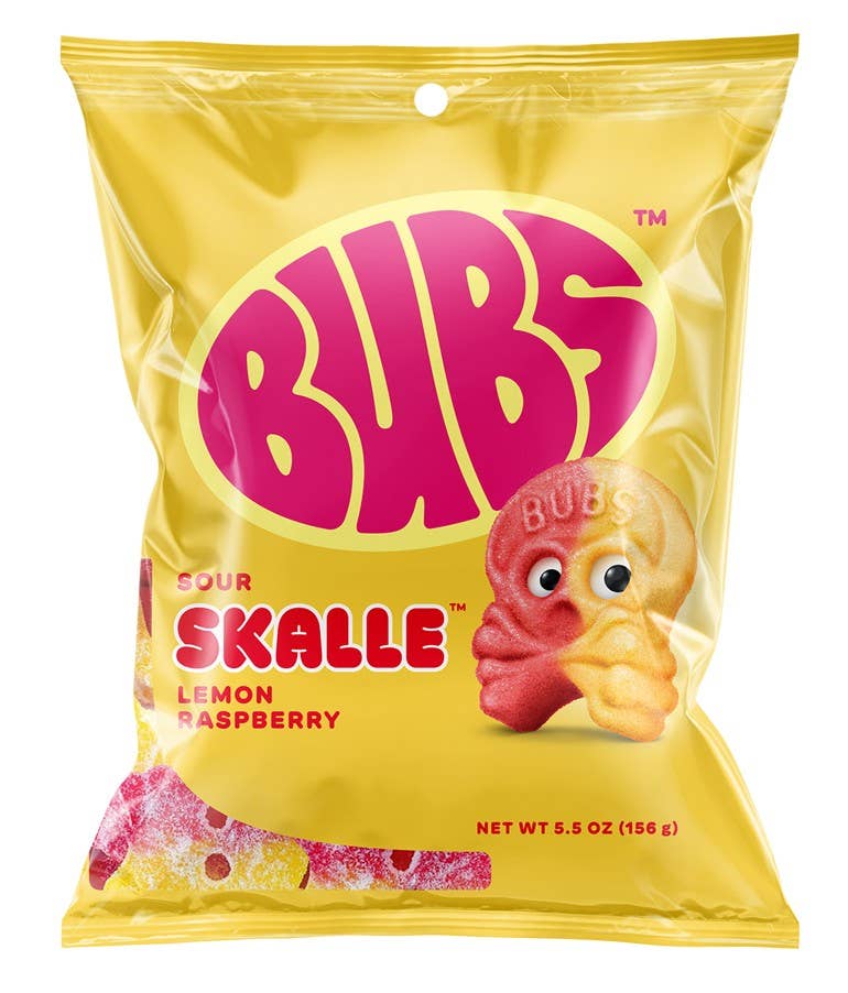 Bubs Sour Skalle Lemon Raspberry 5.5oz Bag, 8ct - Posh West Boutique