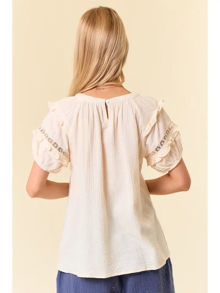 Lace Short Sleeve Top - Posh West Boutique