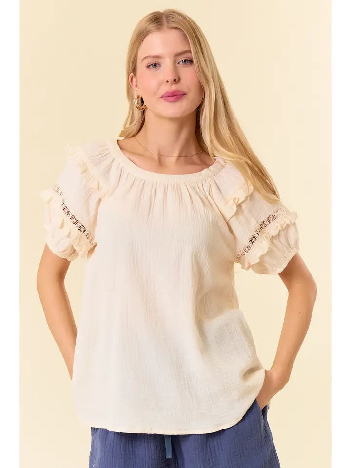 Lace Short Sleeve Top - Posh West Boutique