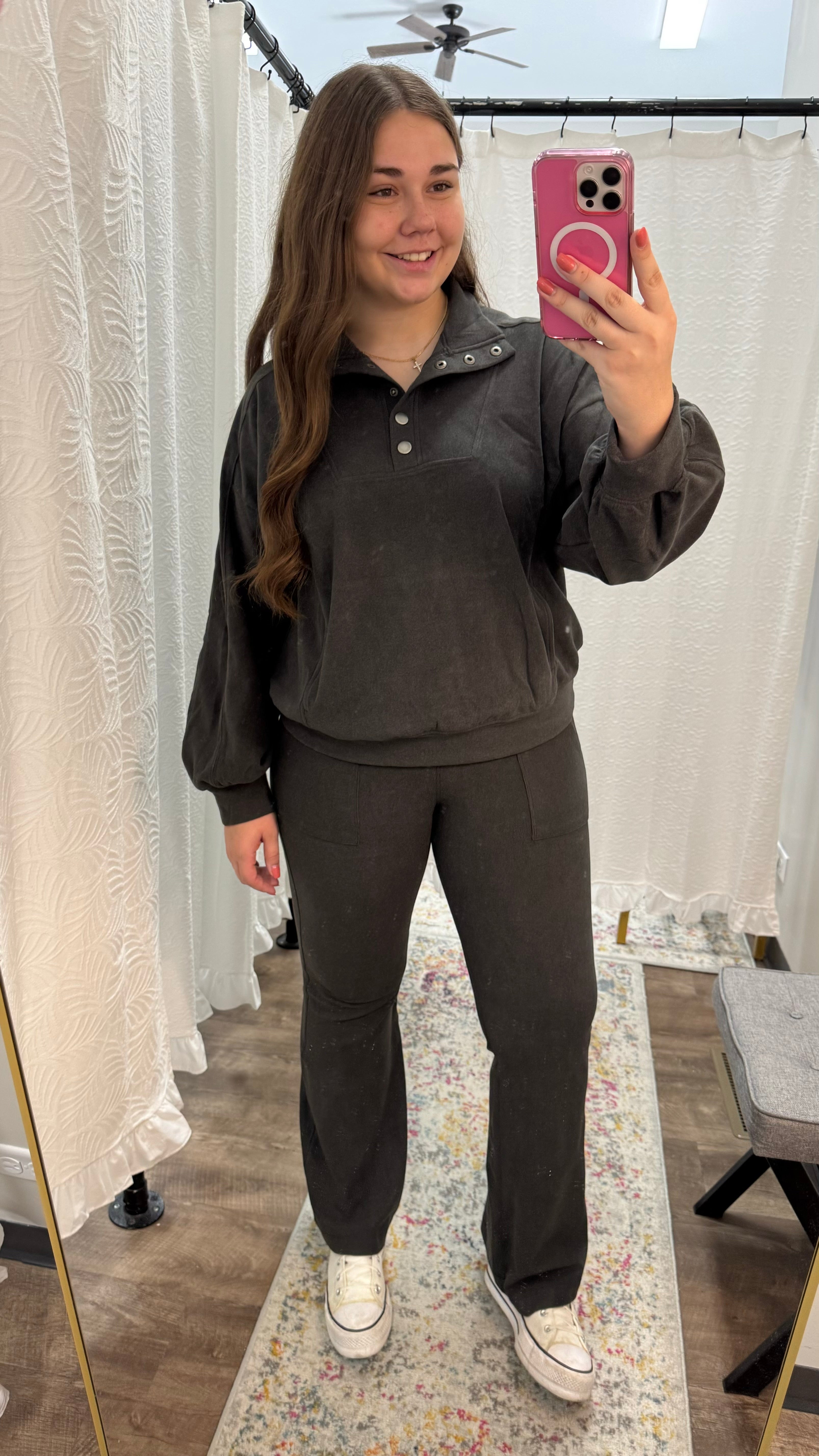 Black Brushed Straight Pant - Posh West Boutique