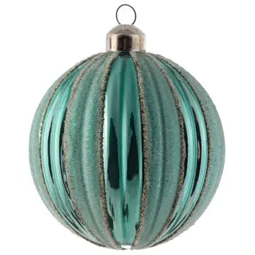 Matte Striped Fluted Teal Ornament - Posh West Boutique