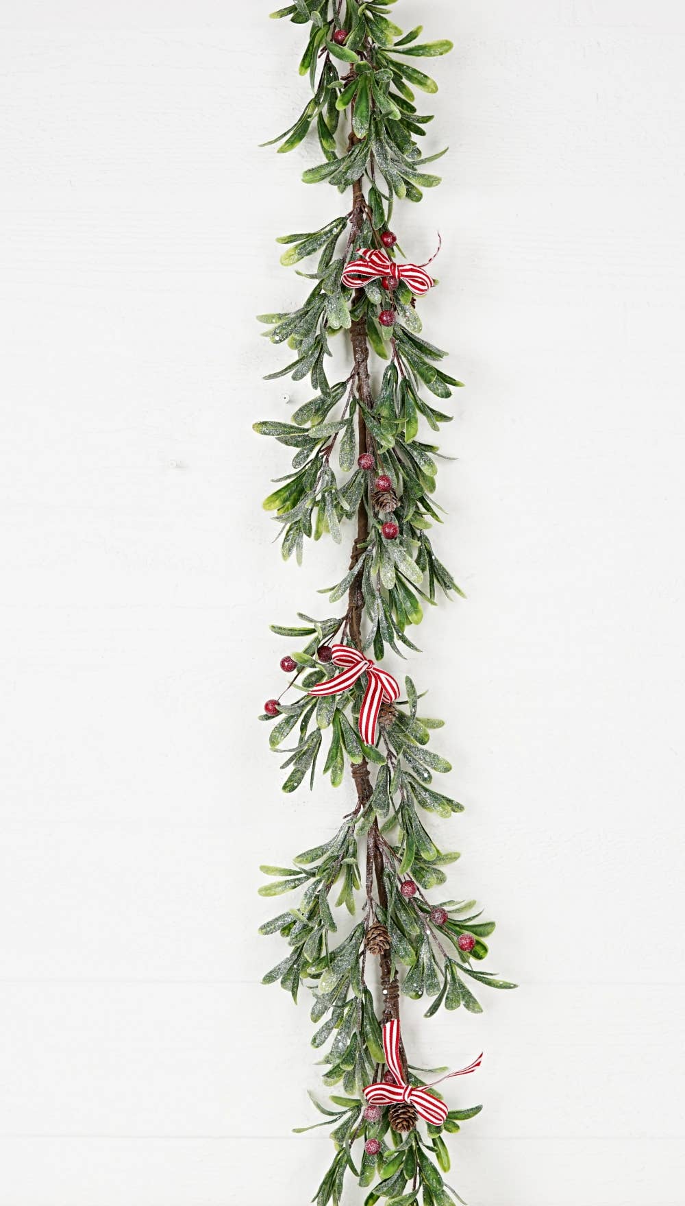 4ft Garland-Sparkled mistletoe w/ red berries - Posh West Boutique