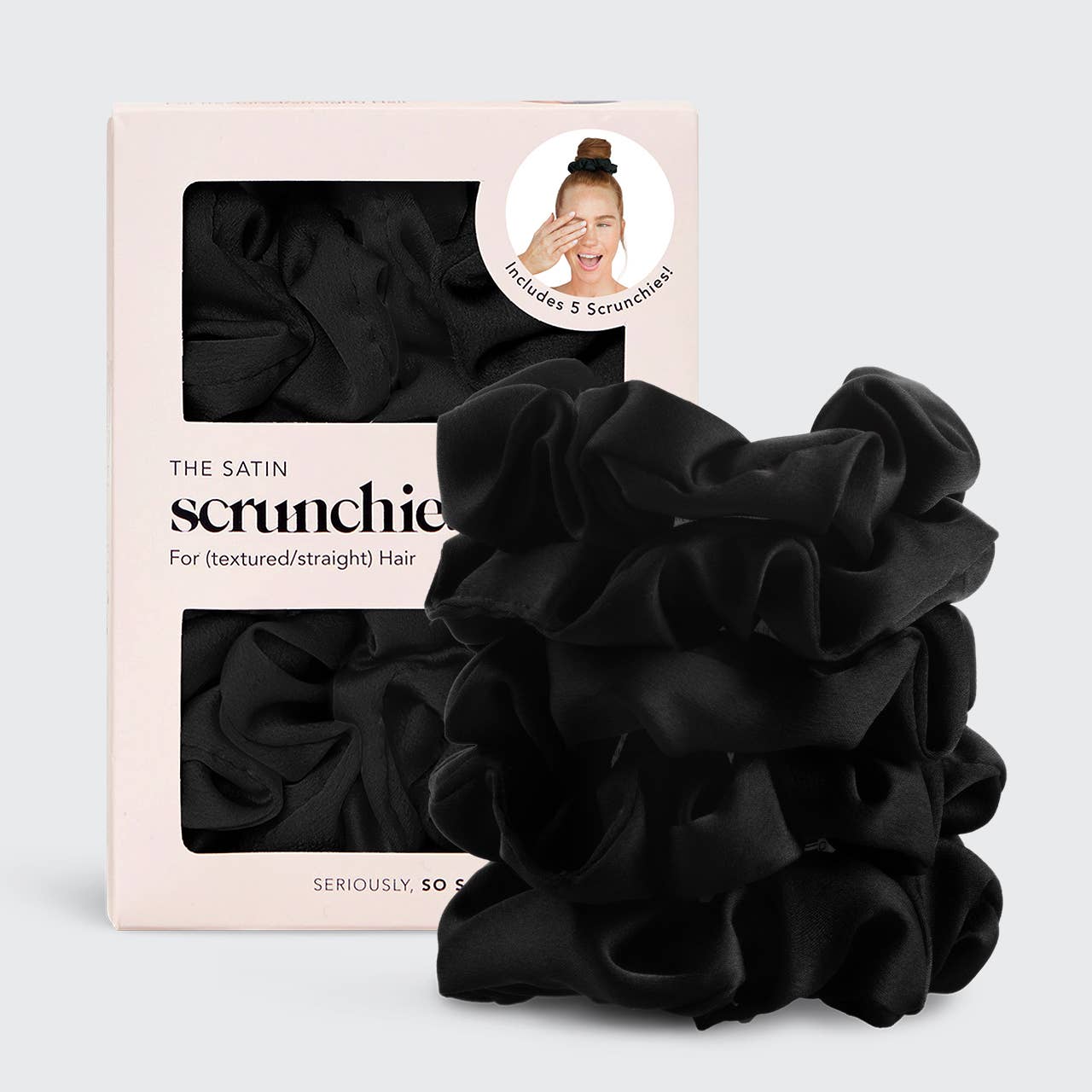 Satin Sleep Scrunchies 5pc - Black - Posh West Boutique