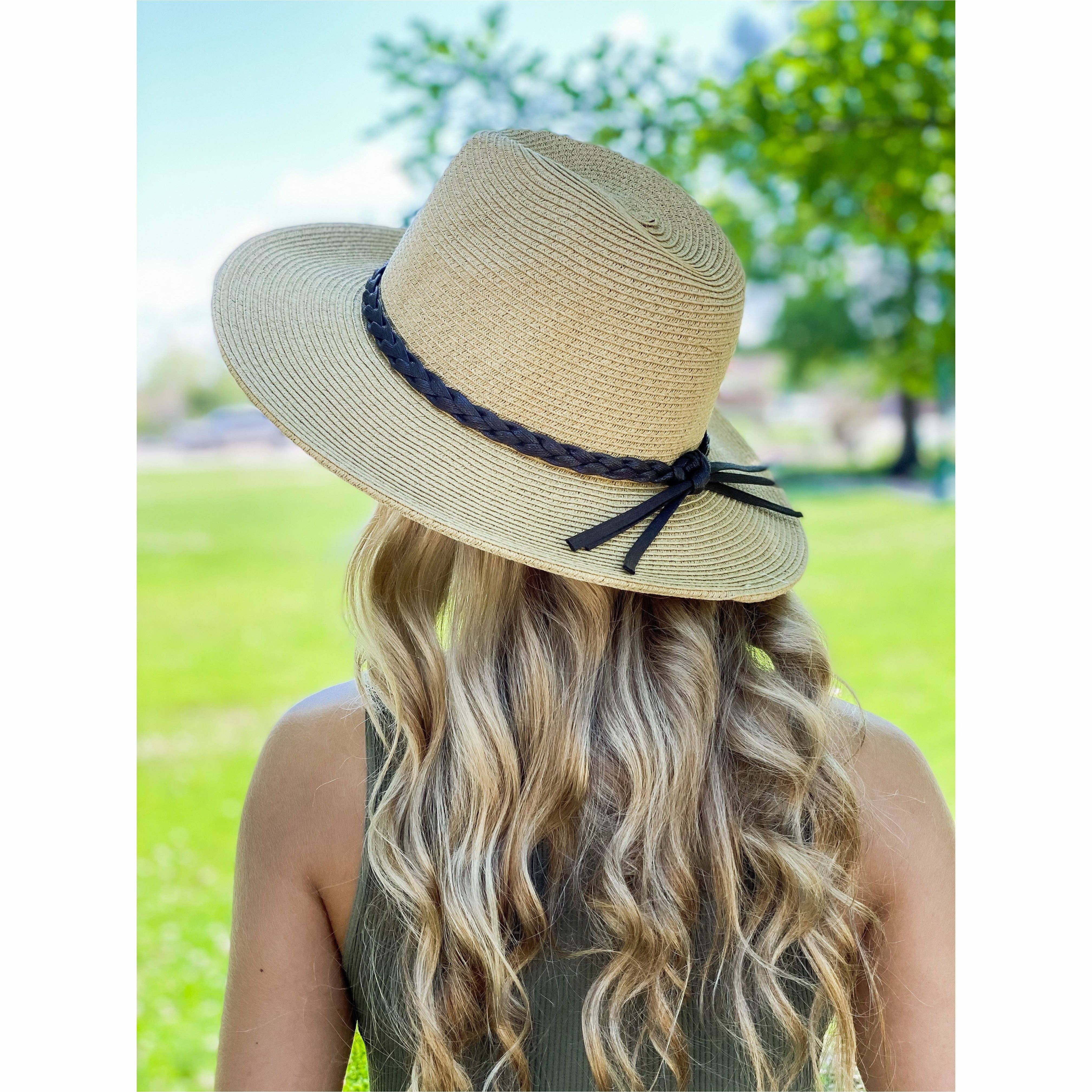 Natural Sunhat with Black Braid - Posh West Boutique