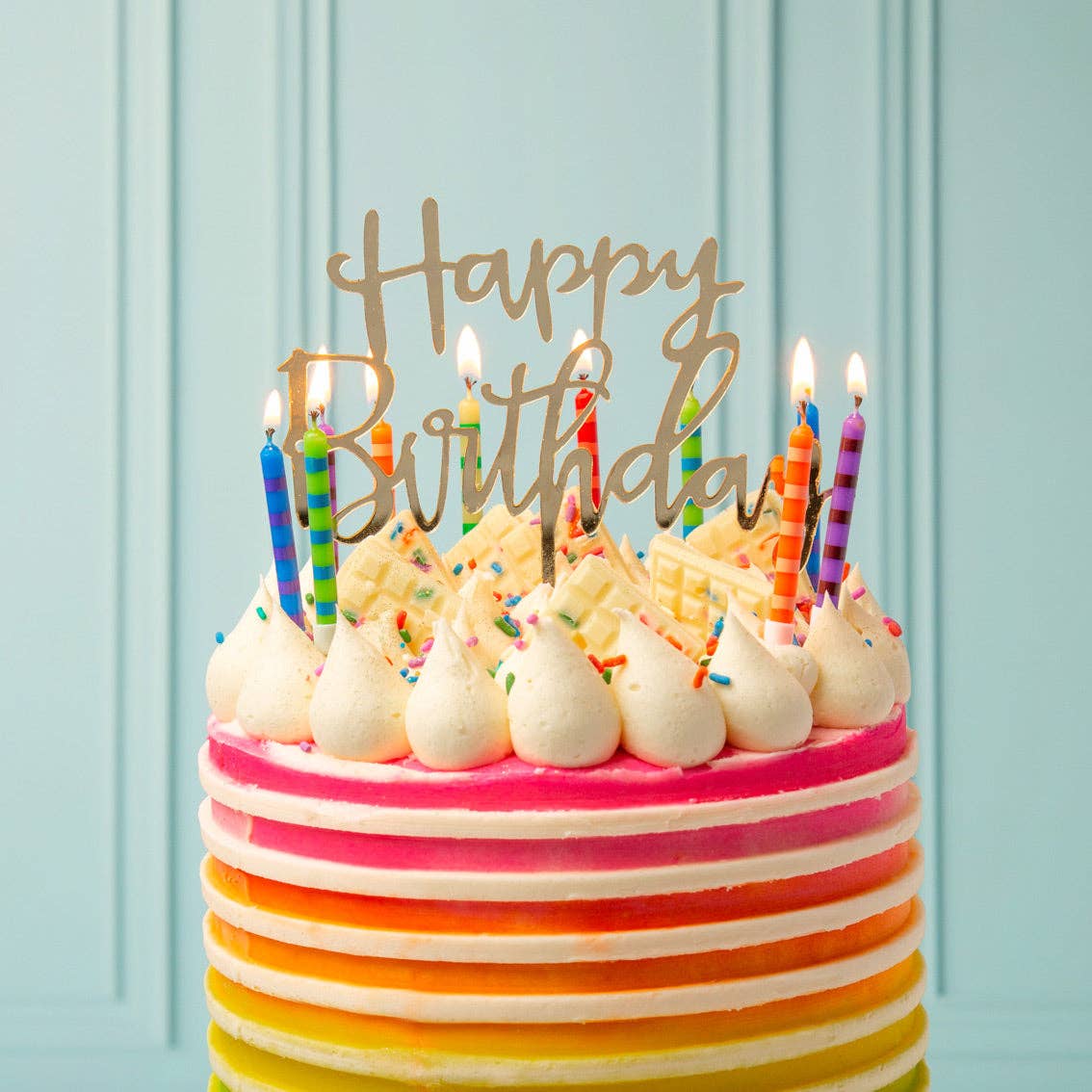 Striped Multicolor Candles - 24 Pack | Cake Candle | - Posh West Boutique