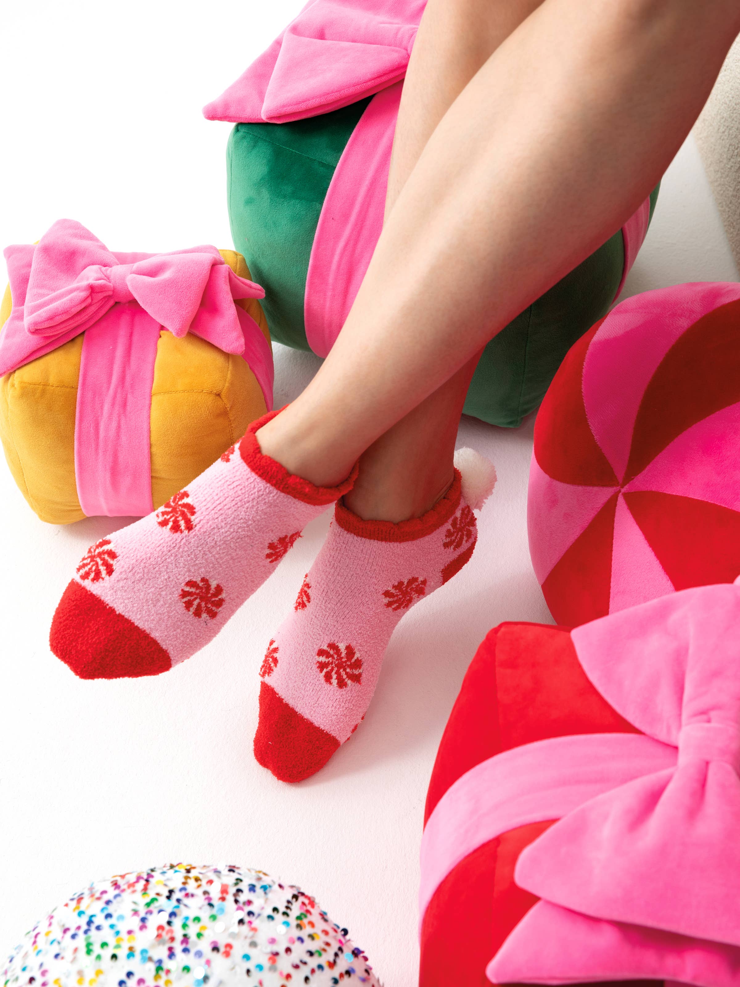 Peppermint Footie Socks with Pom - Posh West Boutique