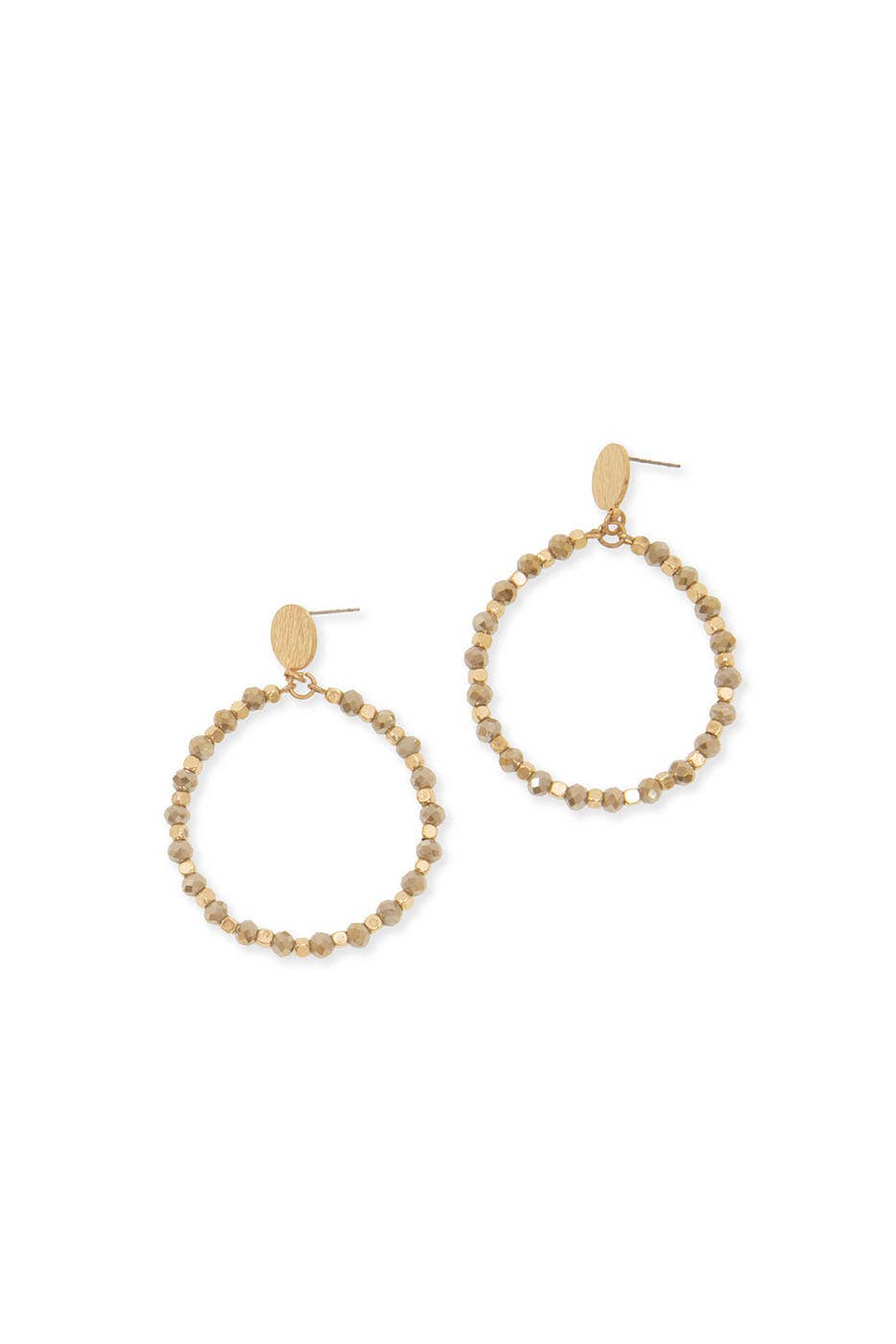 Bead Hoop Post Earrings: 338-237EN Natural/Gold - Posh West Boutique