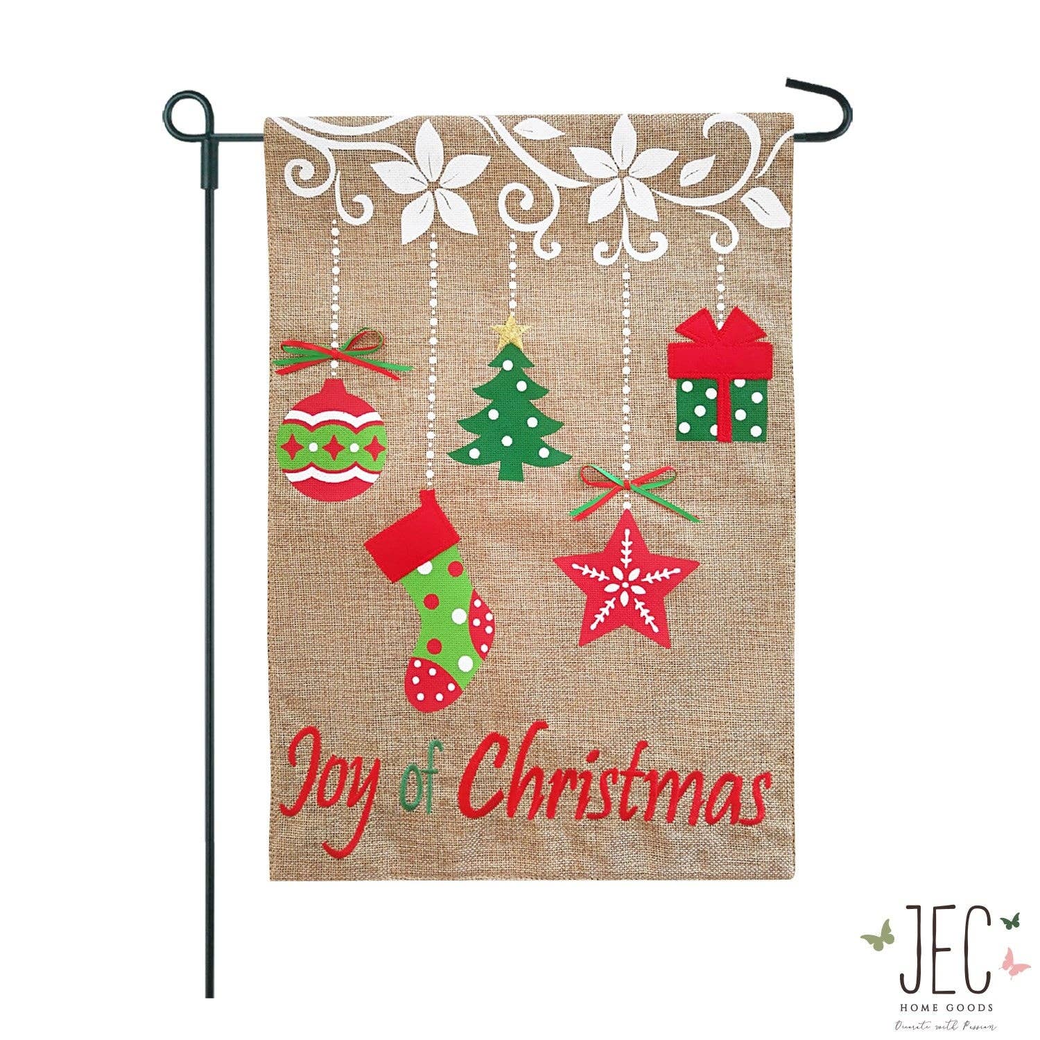 Joy of Christmas Burlap 2-Sided Garden Flag - Posh West Boutique