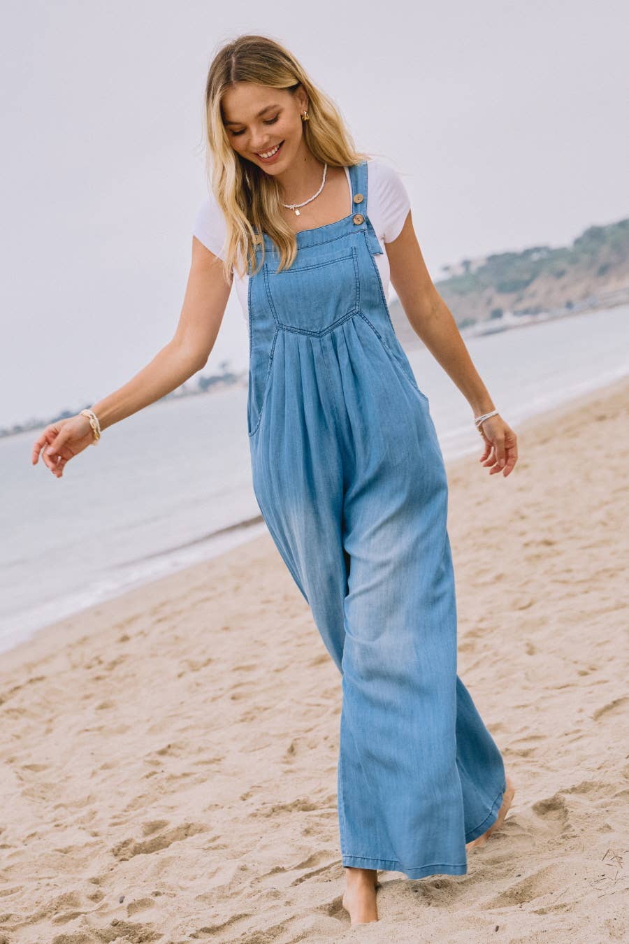 Washed Chambray Overalls Jumpsuit