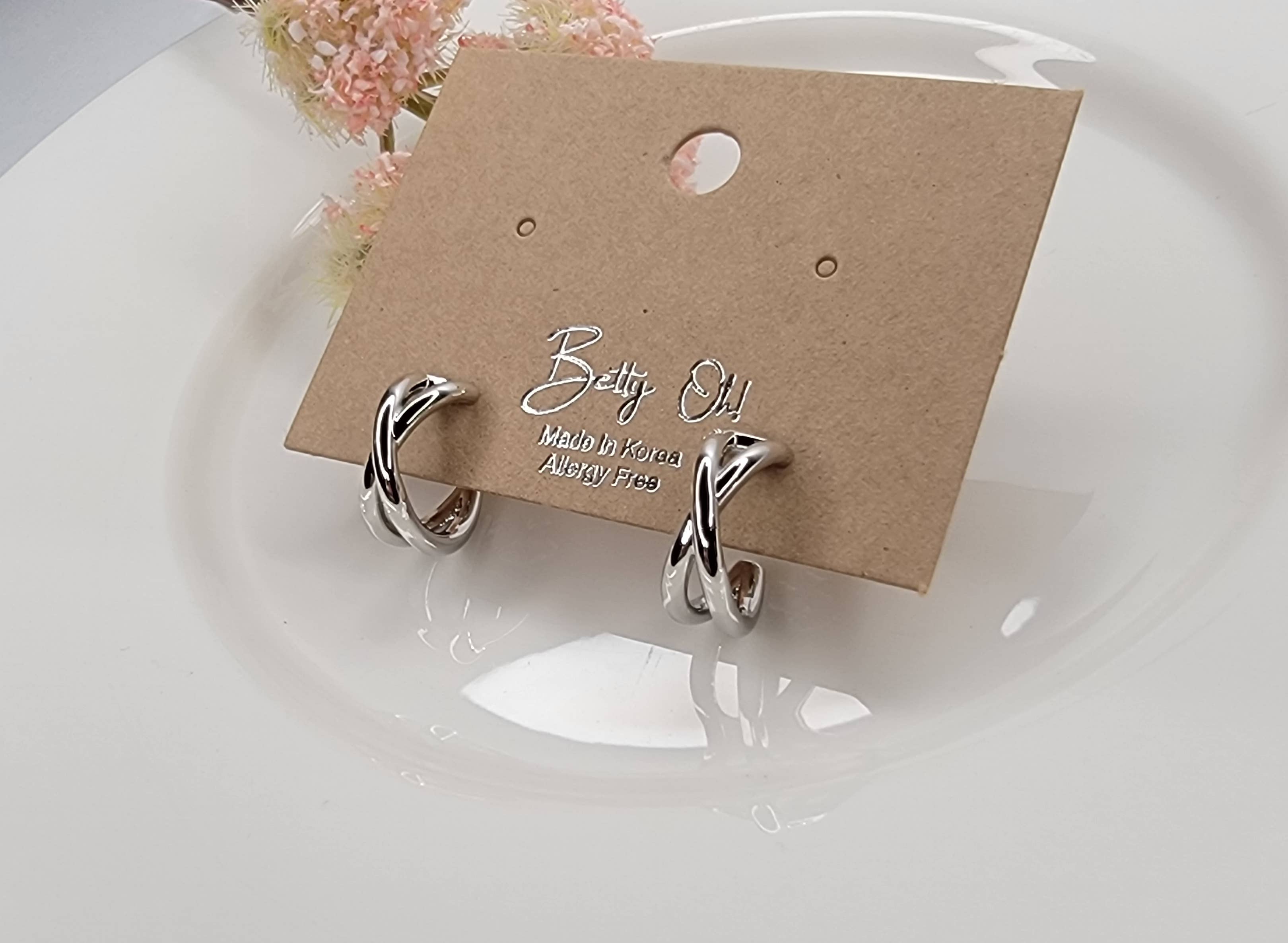 Small Silver Crossing Hoops Earrings - Posh West Boutique