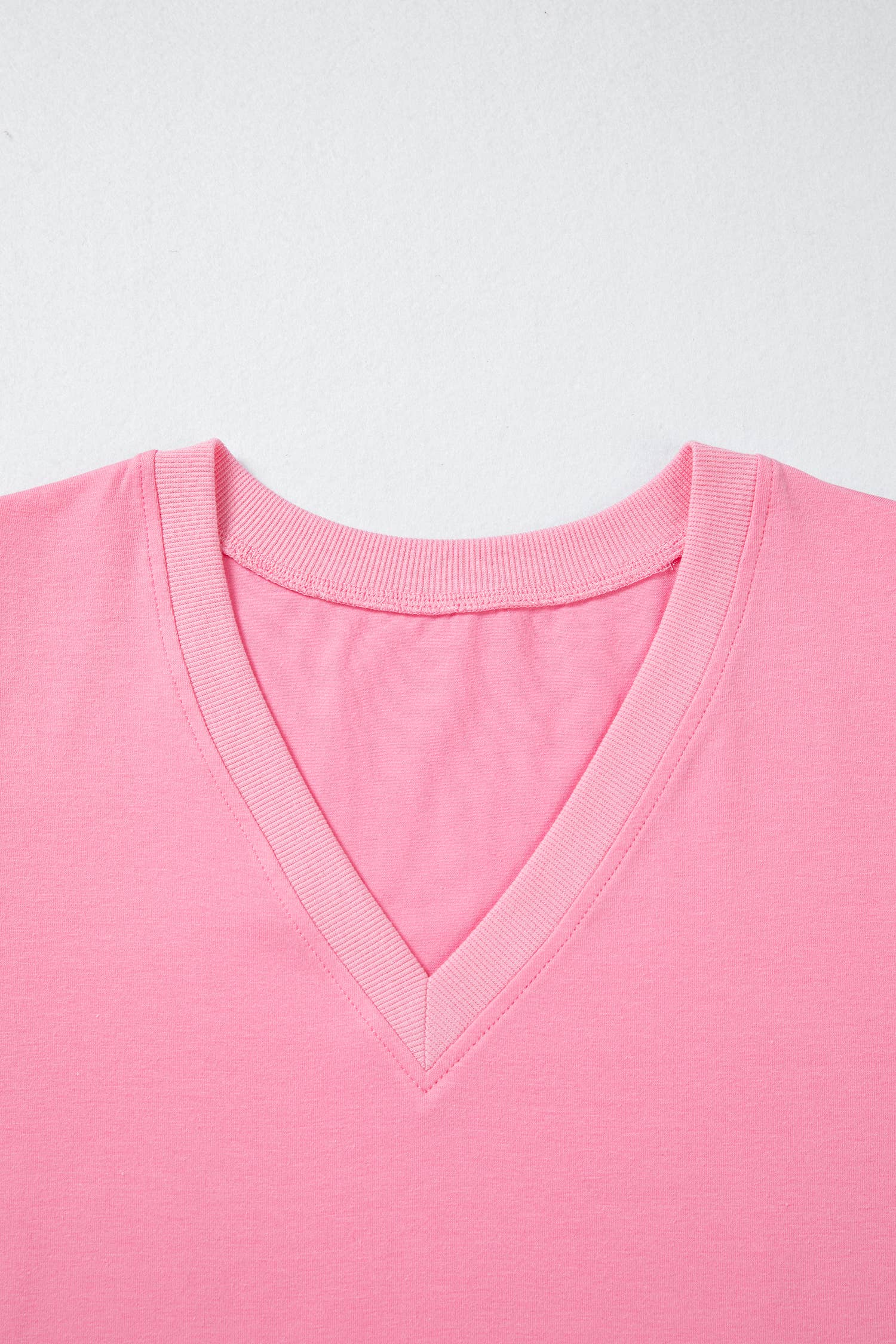 Light Pink V Neck Short Puff Sleeve Blouse - Posh West Boutique