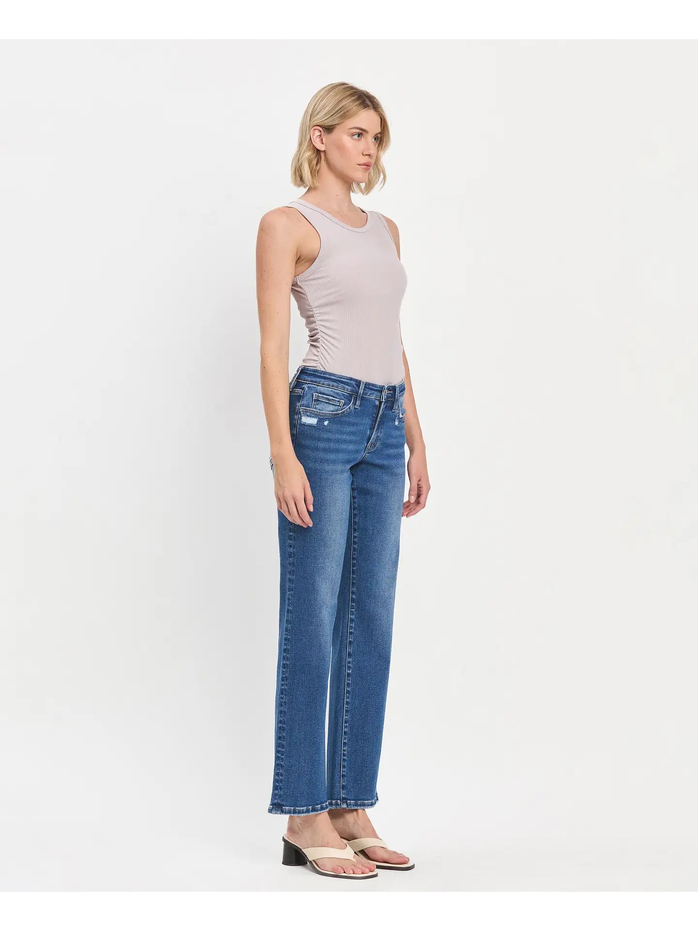 Vervet Mid Rise Full Length Straight Leg Jeans - Posh West Boutique