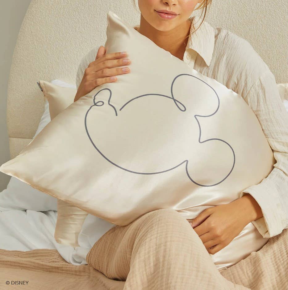Kitsch & Mickey Satin Pillowcase Mr. Mouse -Cream - Posh West Boutique