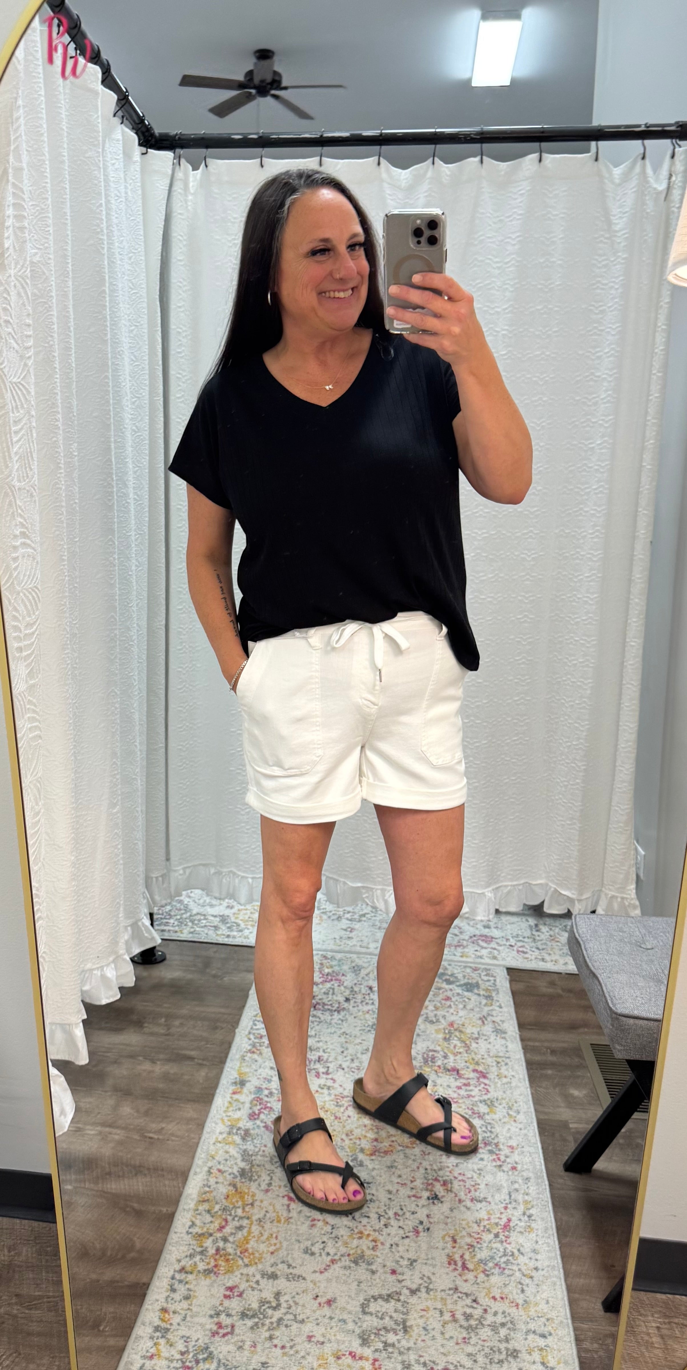 Judy Blue White HW Cuff Jogger Shorts - Posh West Boutique
