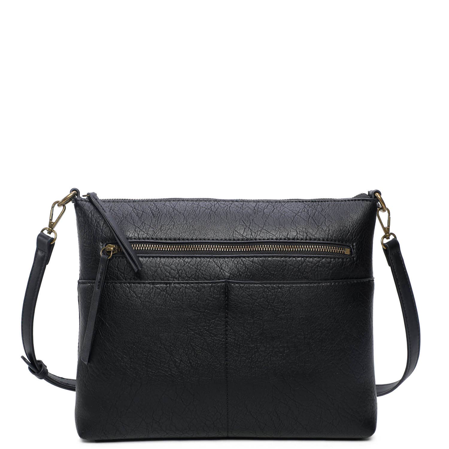 Zoe Two Tone Classic Vegan Leather Brass Toned Crossbody