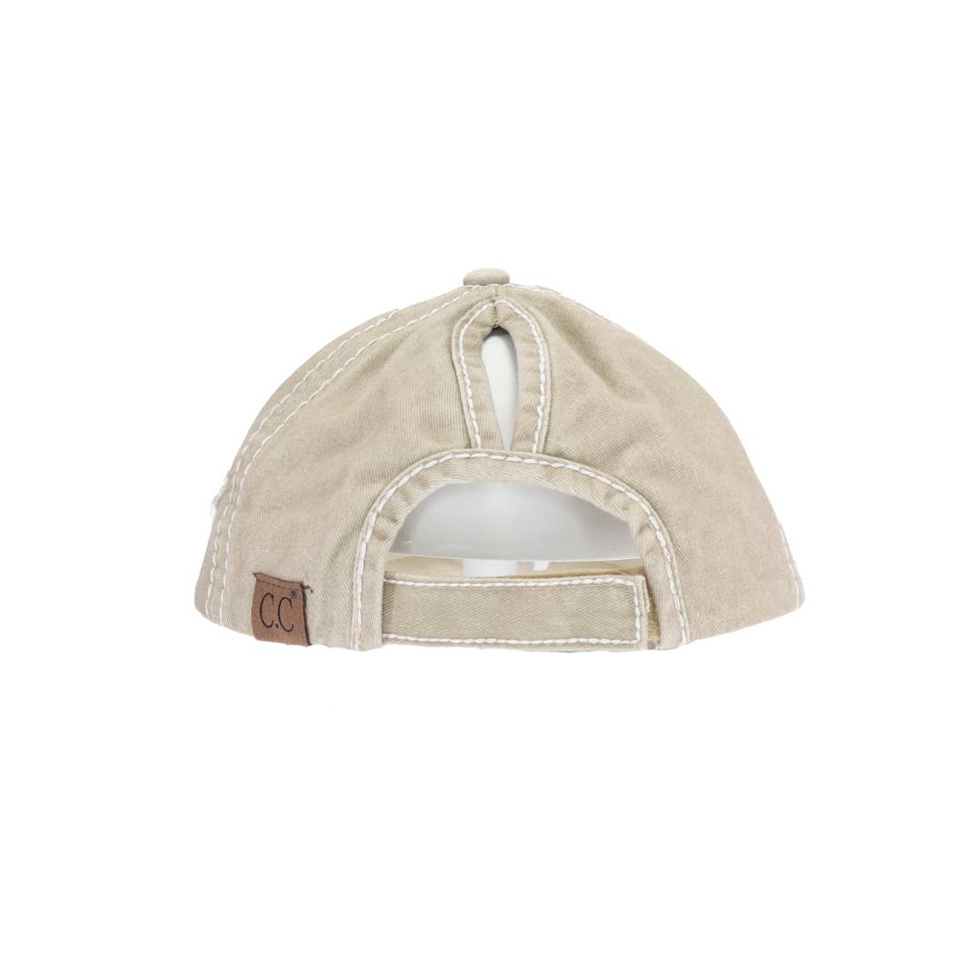 Distressed High Pony Trucker Hat