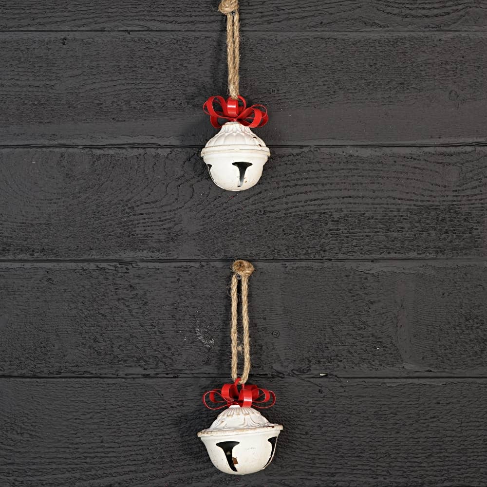 Vintage white nutshell bell w. metal bow - Posh West Boutique
