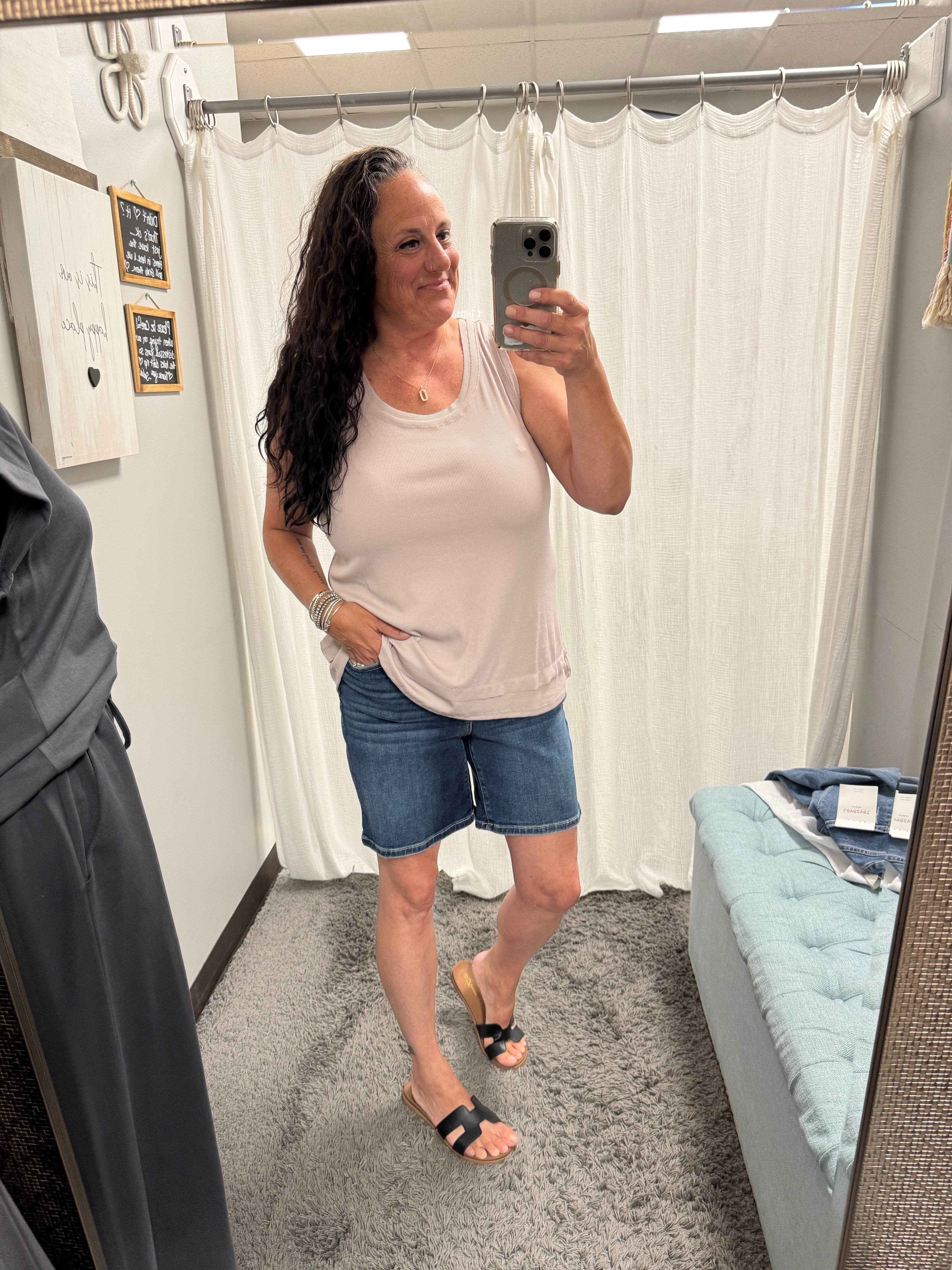 Grey Ribbed Tank Top w/ Raw Edge Detail - Posh West Boutique