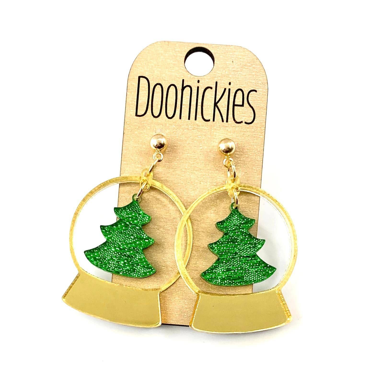Snow Globe Christmas Tree Earrings - Posh West Boutique