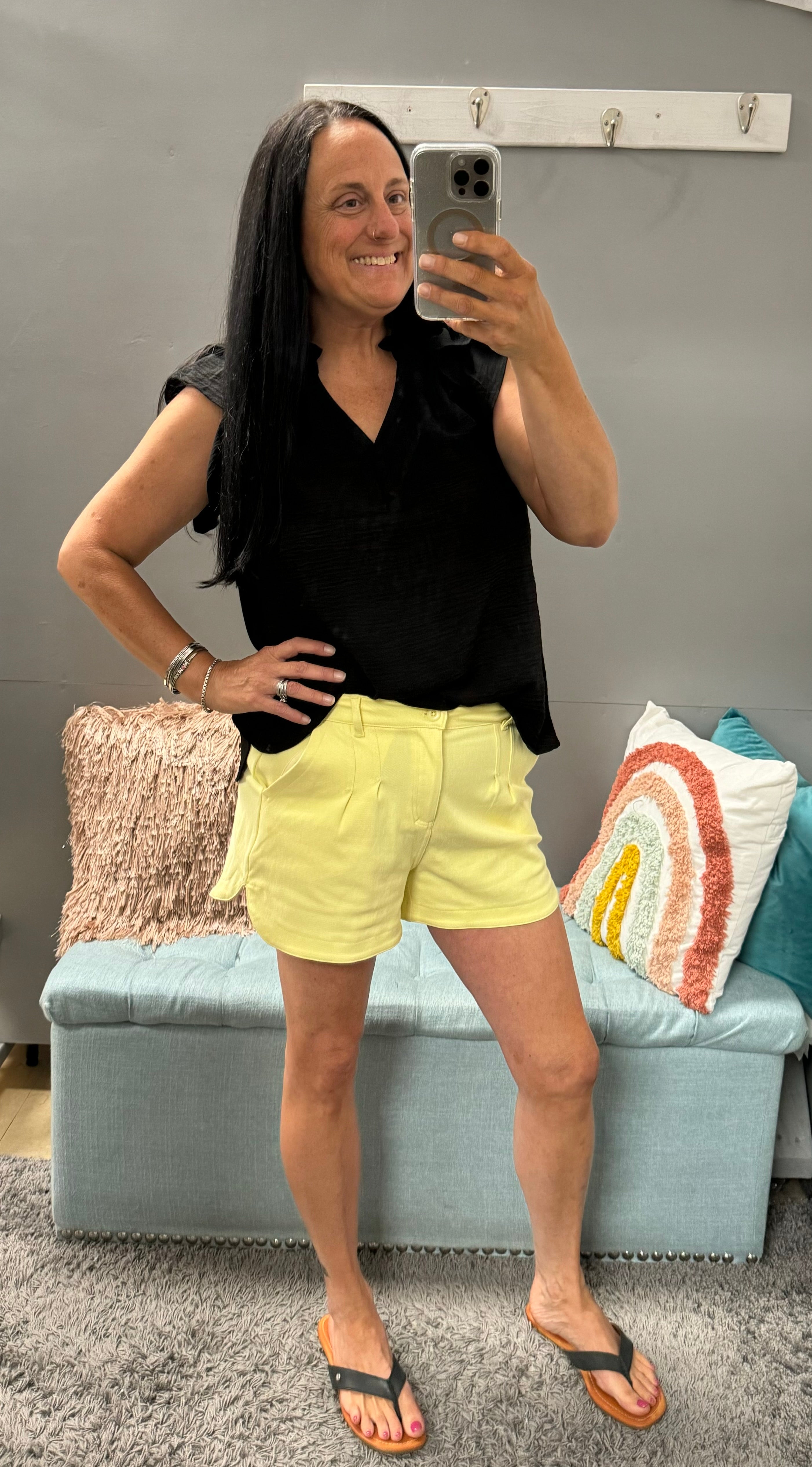 Yellow Cotton Stretch Shorts - Posh West Boutique
