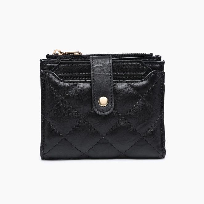 Black Quilted Zip-Top Wallet - Posh West Boutique