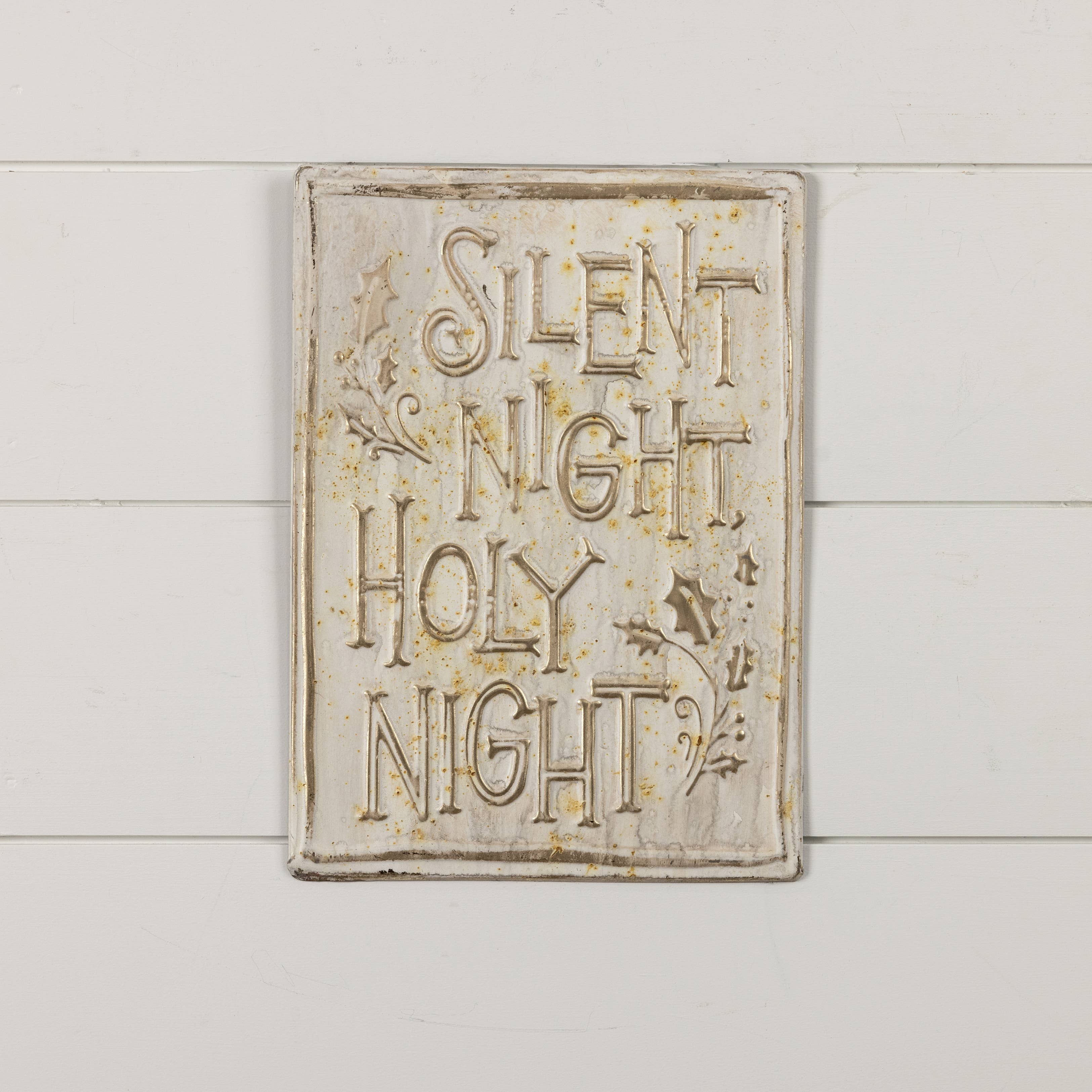 Silent Night Holy Night Metal Sign - Posh West Boutique