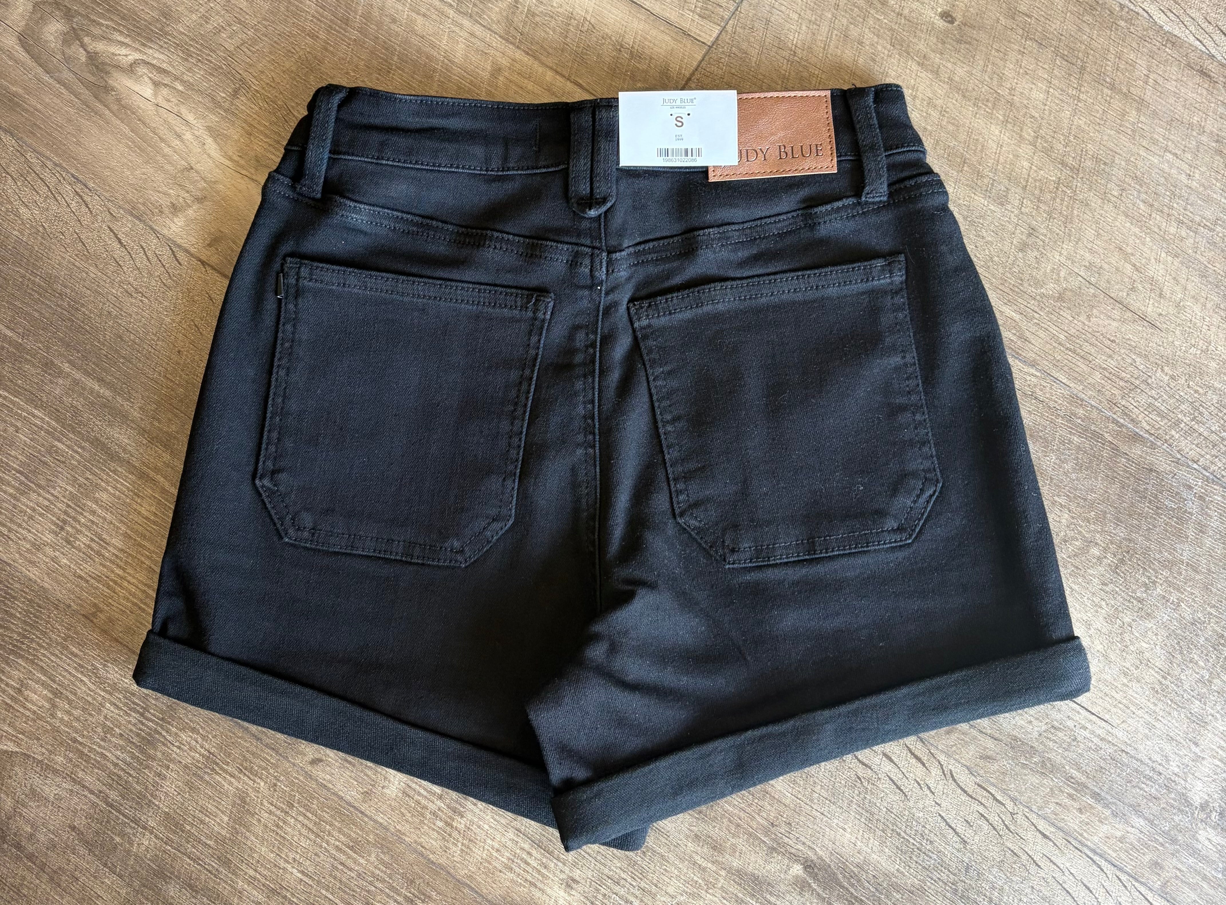 Judy Blue Black HW Weekender Double Rolled Cuff Short - Posh West Boutique