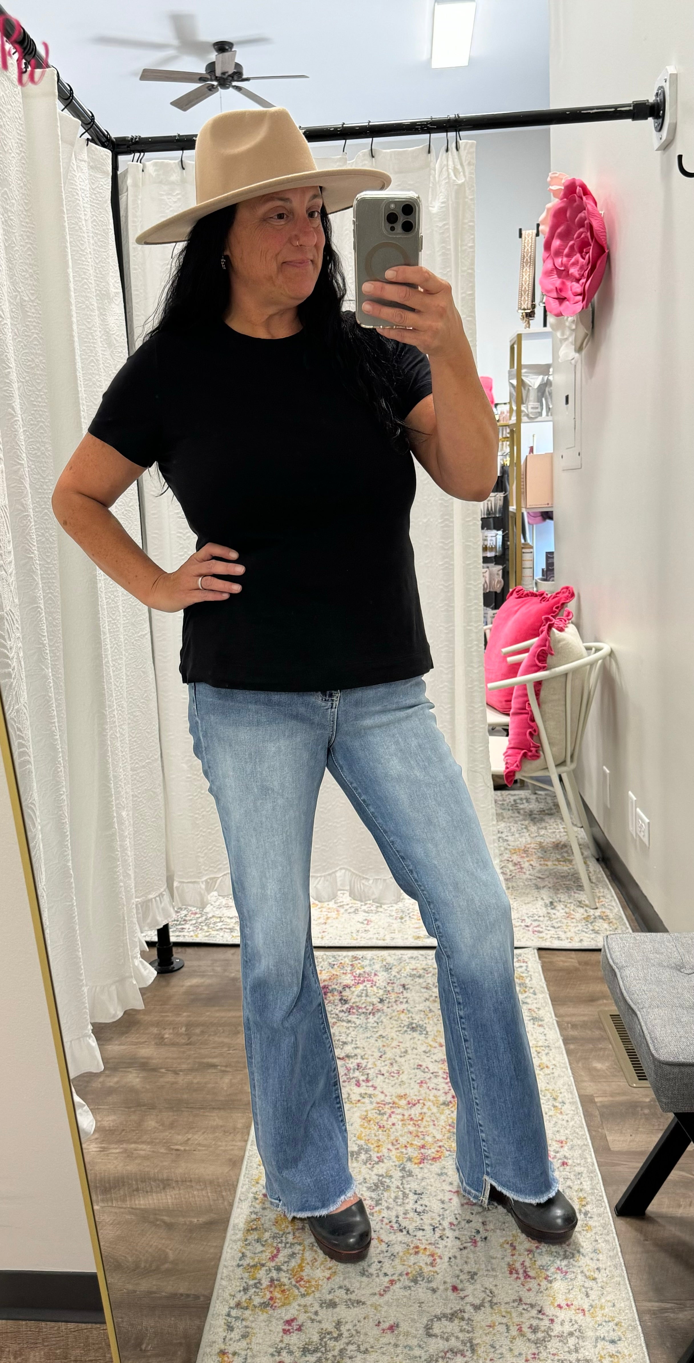 Vervet High Rise Slant Hem Flare Jeans- The Sadie ๐ - Posh West Boutique