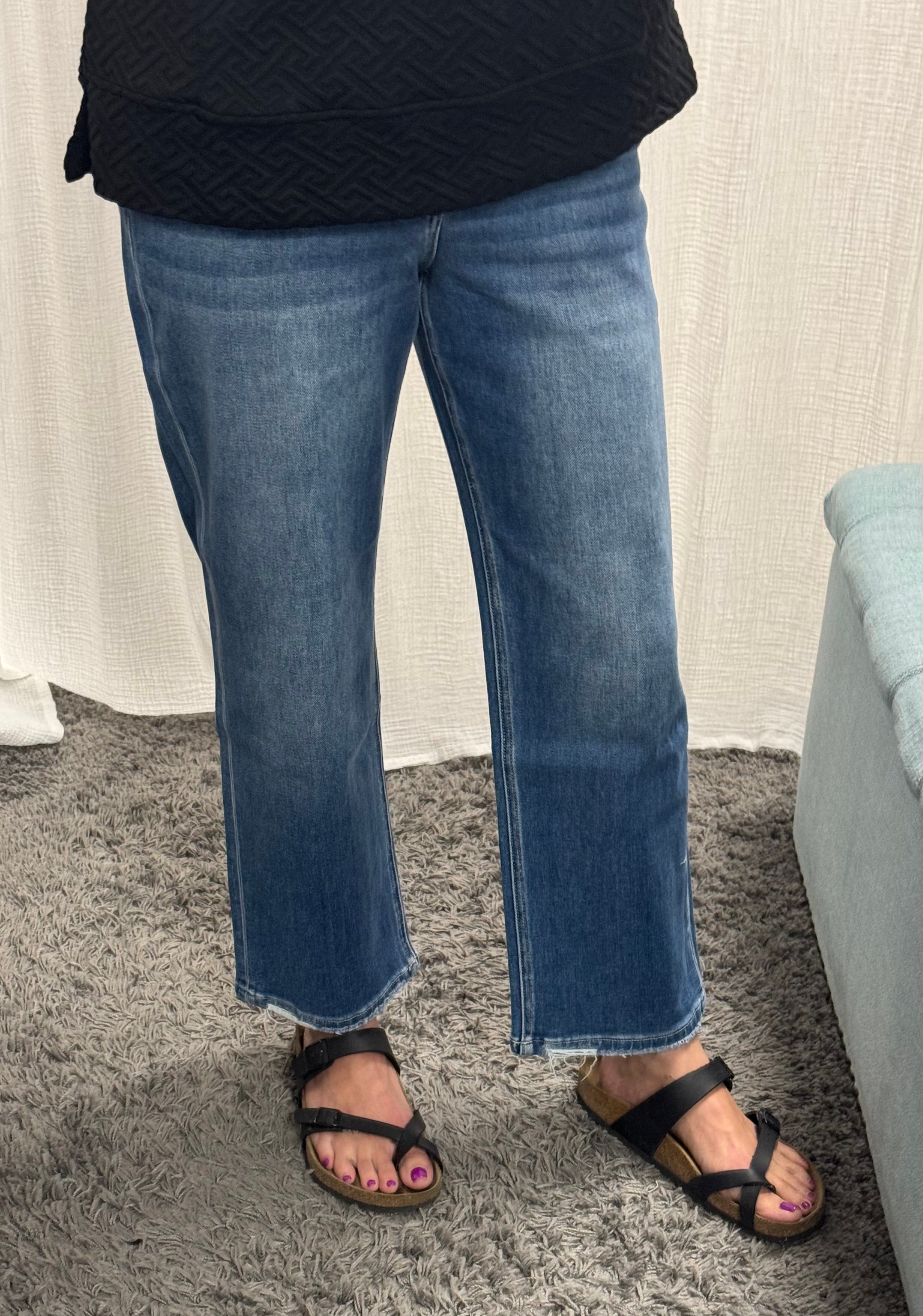 Vervet Mixed Wash High Rise Ankle Straight Jeans - Posh West Boutique