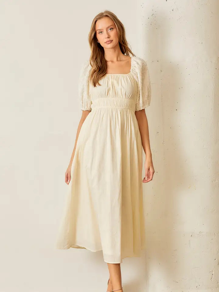 Contrast Puff Sleeve Dress
