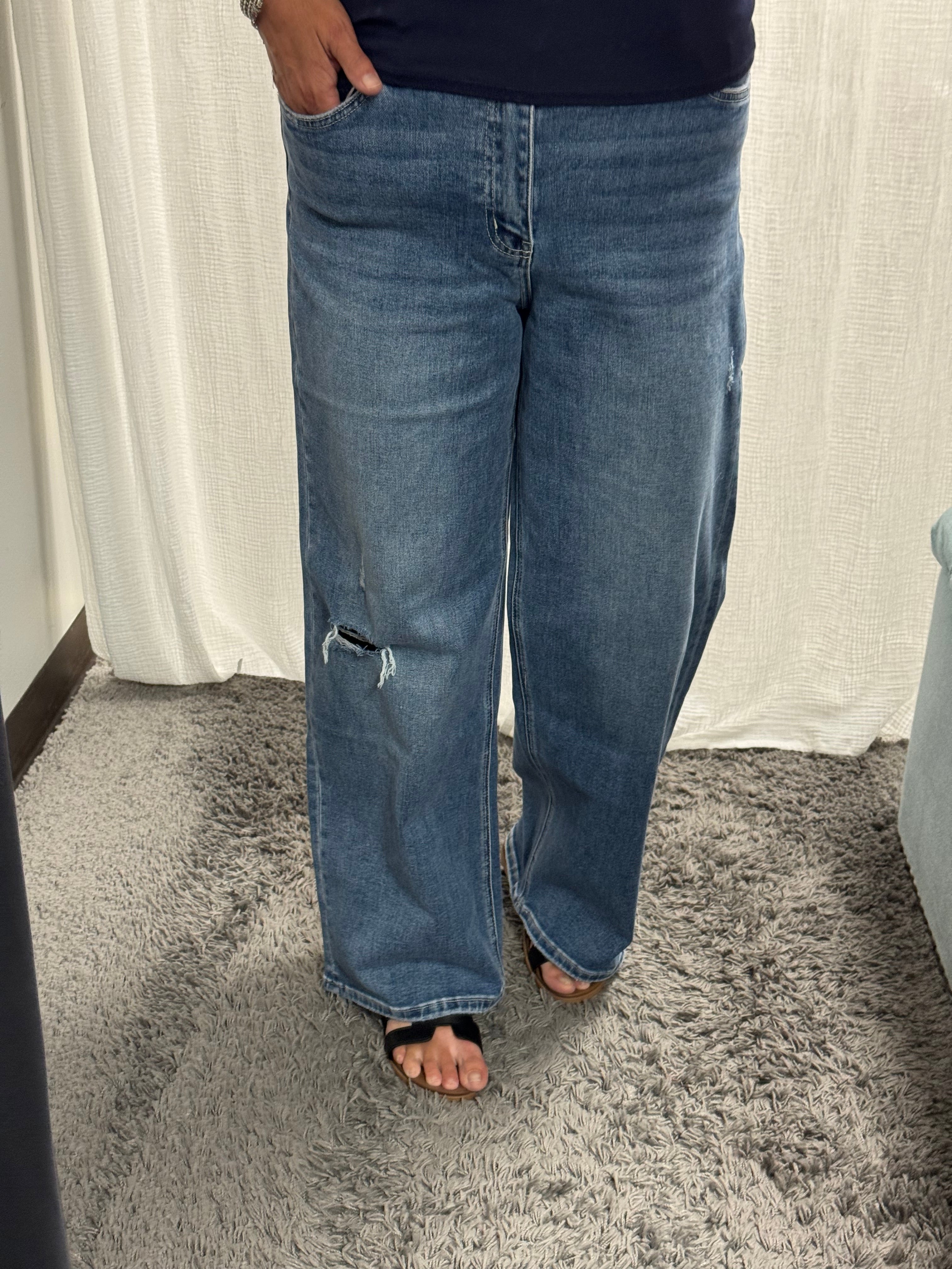 Vervet Super High Rise Baggy Wide Jeans - Posh West Boutique