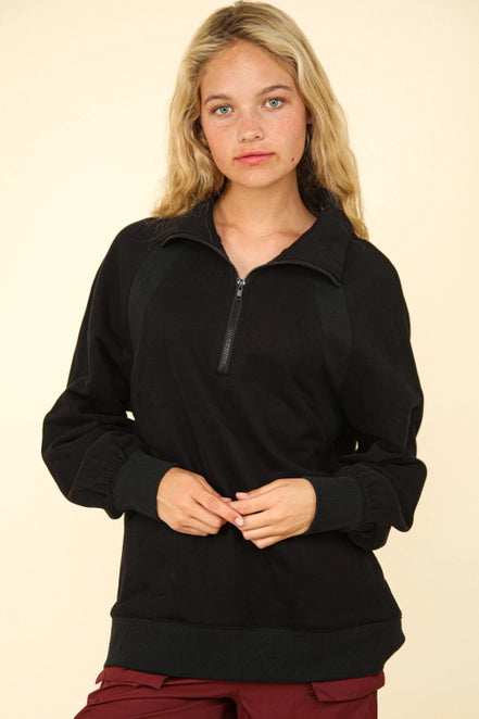 Black Half Zip Sweatshirt - Posh West Boutique