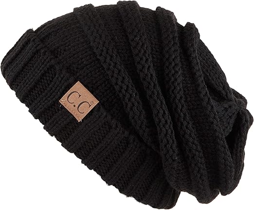Black Slouchy CC Beanie Hat
