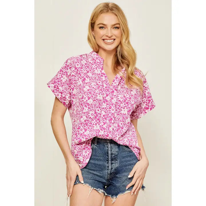 Spring Pink Floral Print Top - Posh West Boutique