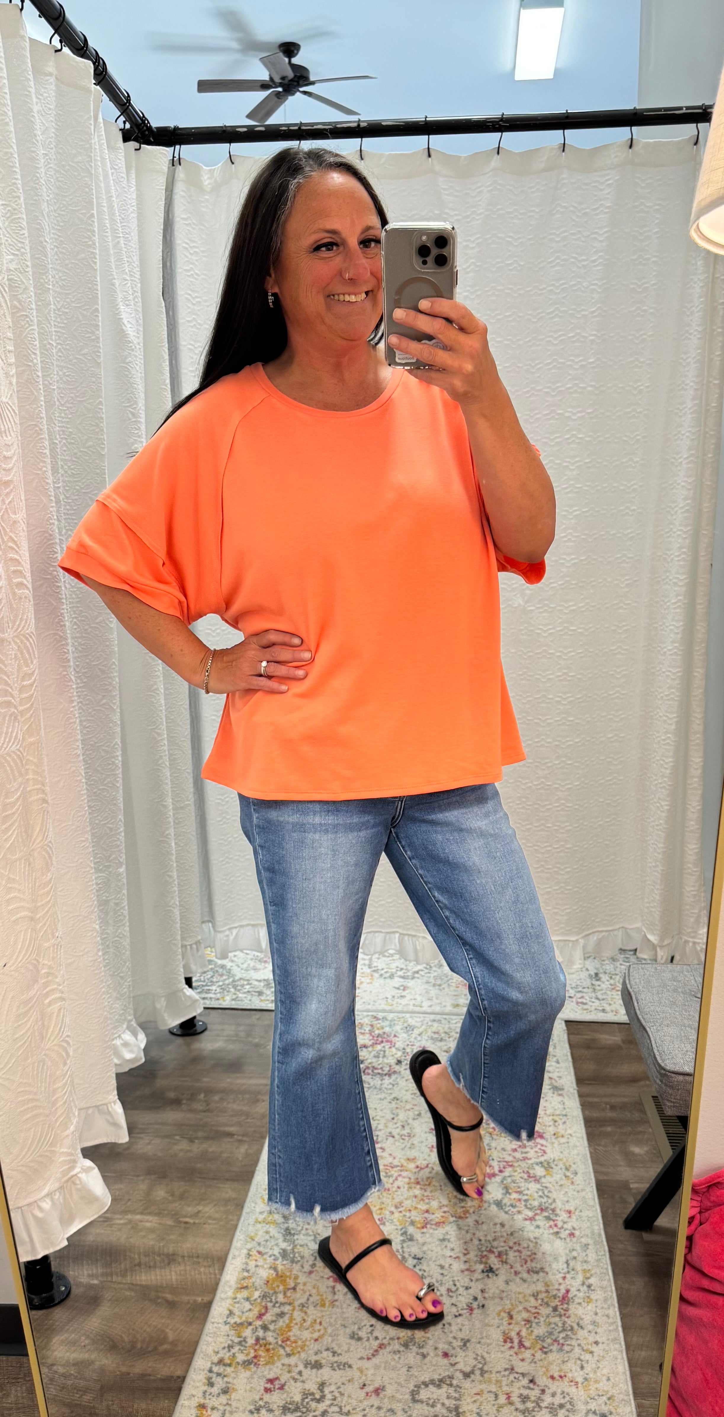 Oversized & Comfy Apricot Terry Top - Posh West Boutique