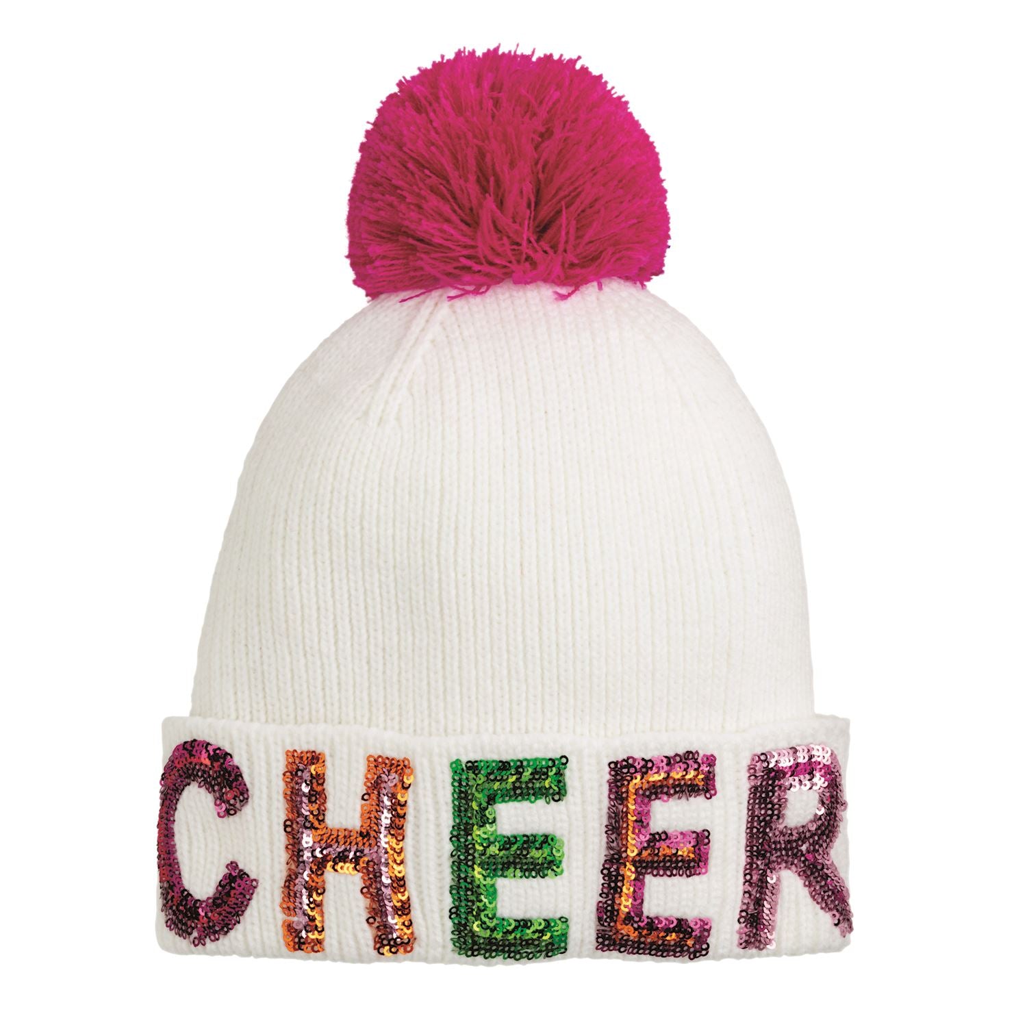 White Cheer Holiday Beanie - Posh West Boutique