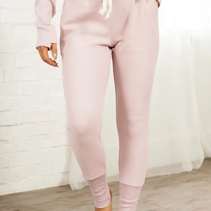 Blush Waffle Knit Joggers - Posh West Boutique