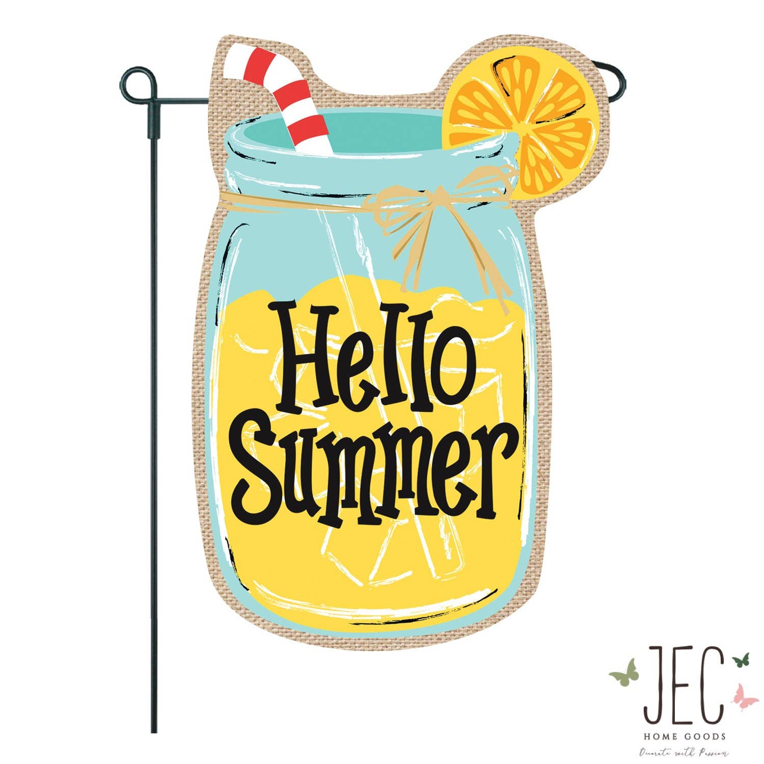 Mason Jar Lemonade Burlap 2-Sided Garden Flag - Posh West Boutique