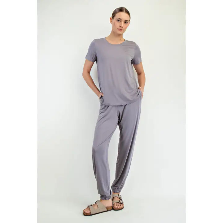 Latte Viscose Modal Short Sleeve Top - Posh West Boutique