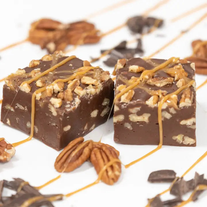 Chocolate Caramel Pecan Fudge (1/2 lb Package) - Posh West Boutique