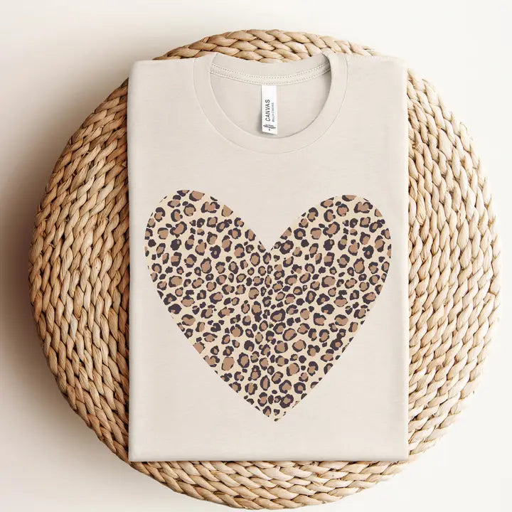 Cheetah Heart Graphic Tee - Posh West Boutique