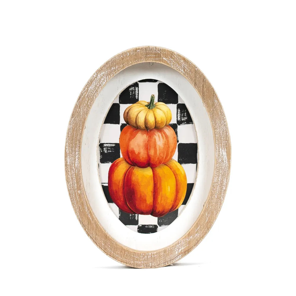 Checkered Pumpkin Oval Frame