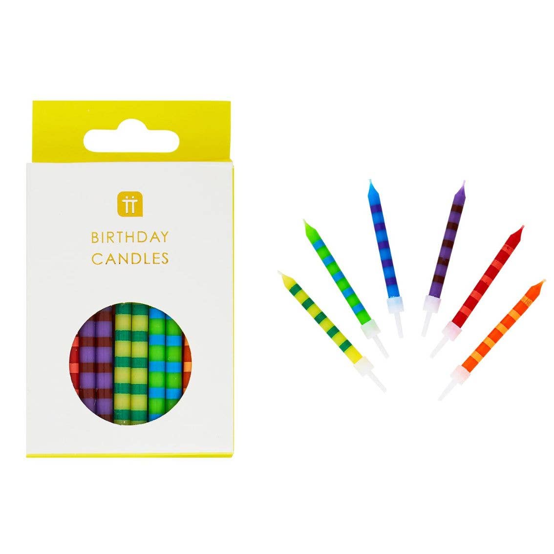 Striped Multicolor Candles - 24 Pack | Cake Candle | - Posh West Boutique