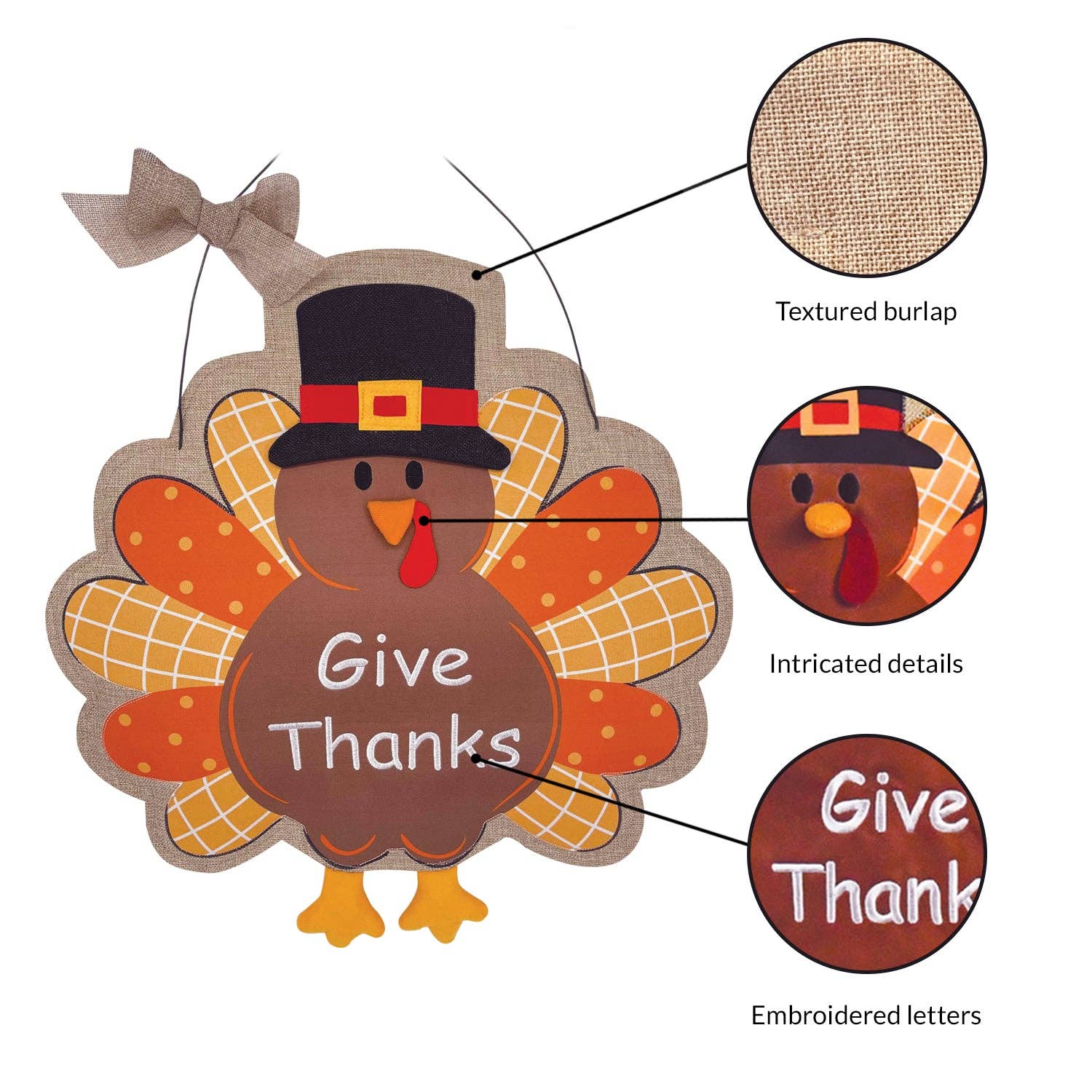 Thanksgiving Fall Turkey Burlap Wall Décor - Posh West Boutique
