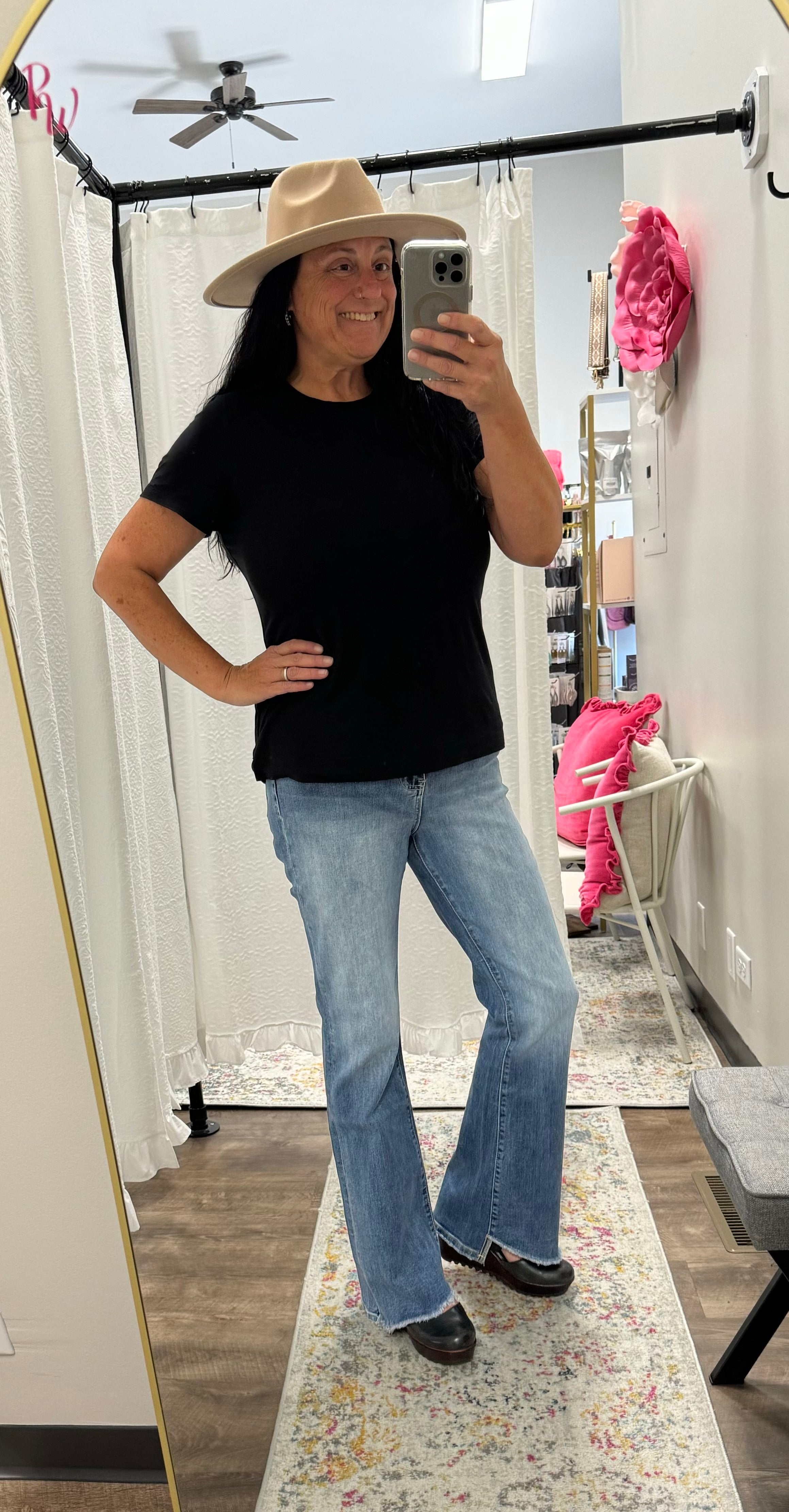 Vervet High Rise Slant Hem Flare Jeans- The Sadie ๐ - Posh West Boutique