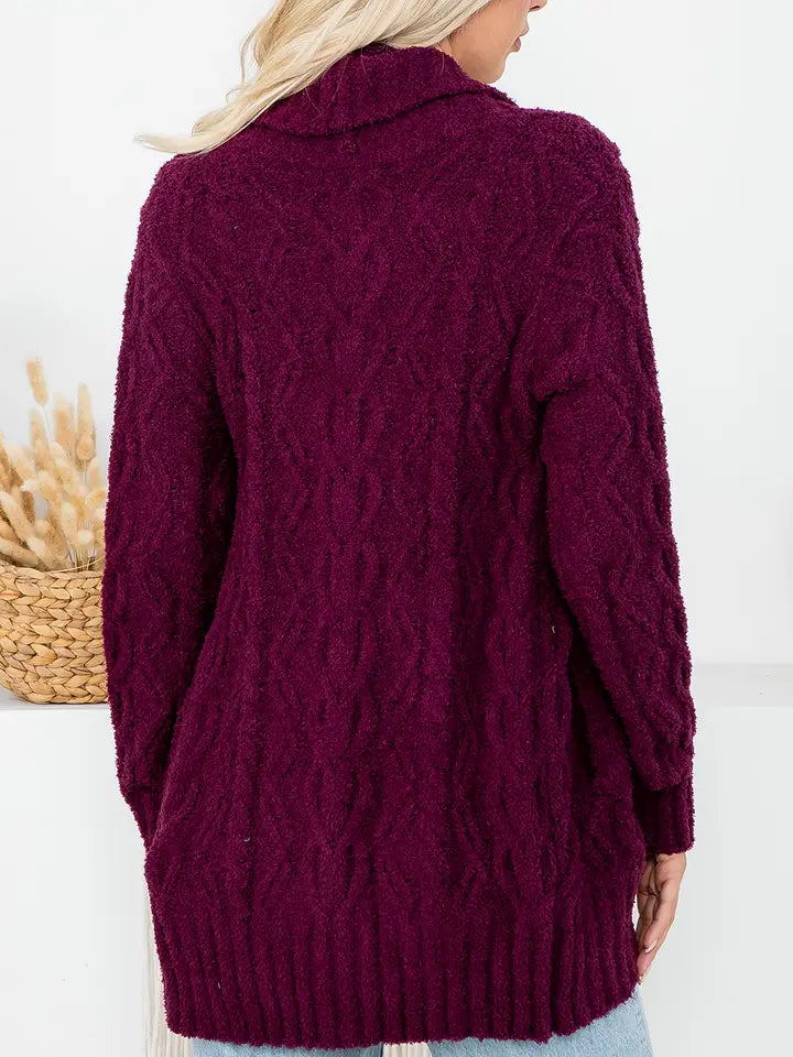 Soft Cozy Essential Everyday Wine Knit Cardigan - Posh West Boutique